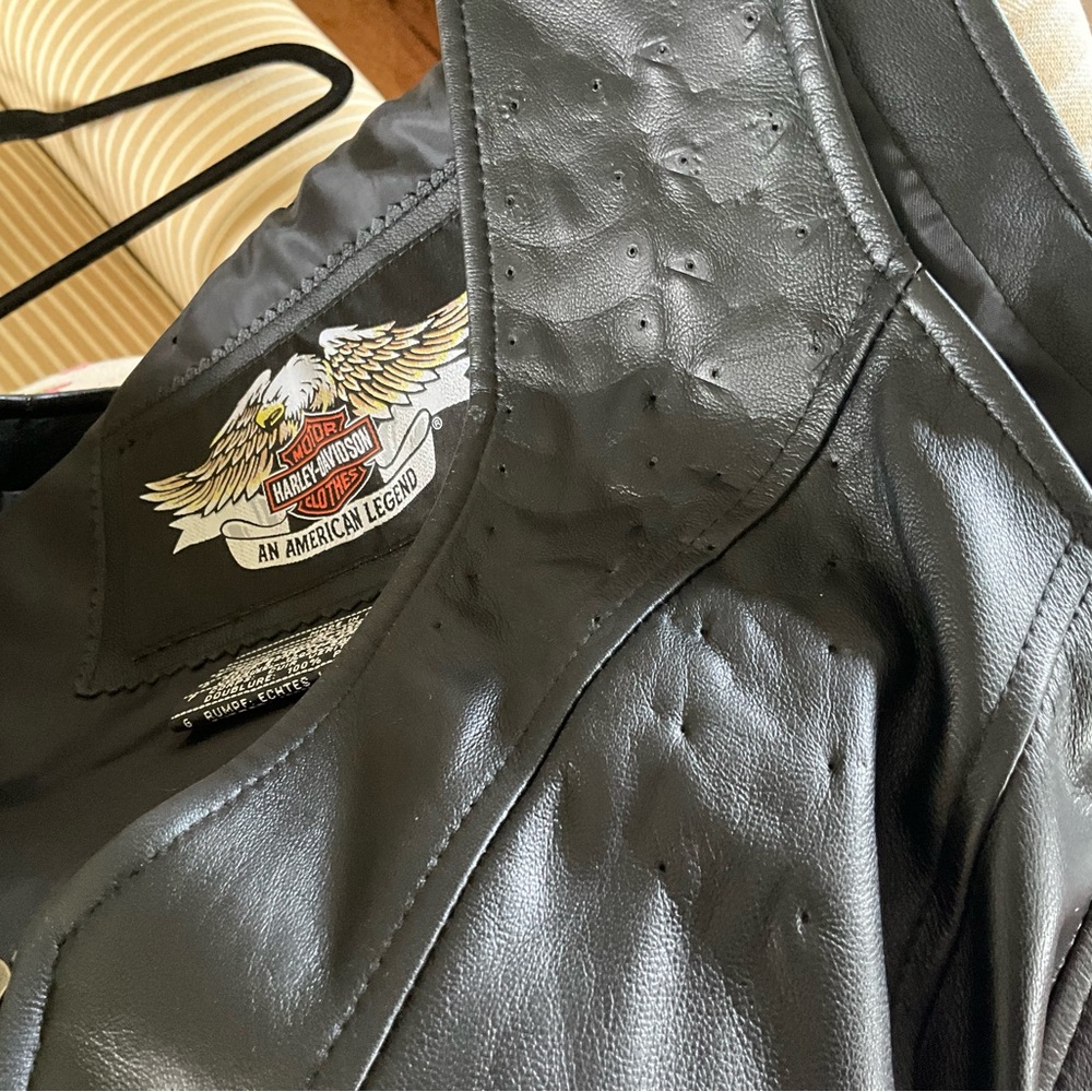 Harley-Davidson Black Leather Biker Vest Womens XL - Picture 8 of 10
